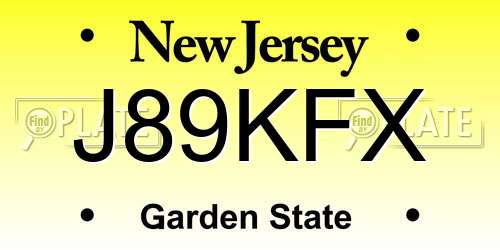 J89KFX New Jersey License Plate