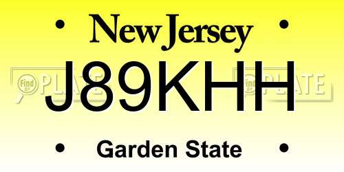 J89KHH New Jersey License Plate