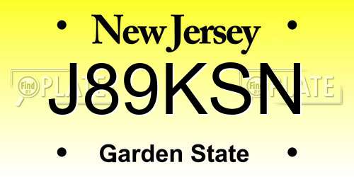 J89KSN New Jersey License Plate