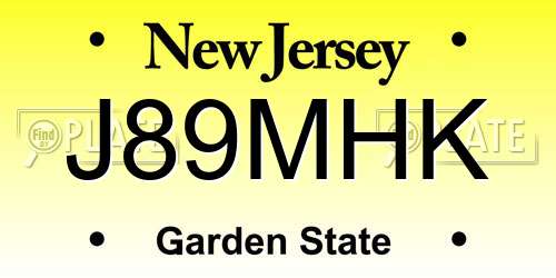 J89MHK New Jersey License Plate