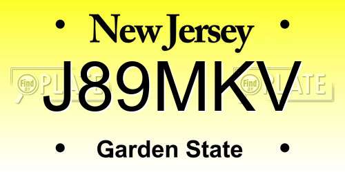 J89MKV New Jersey License Plate