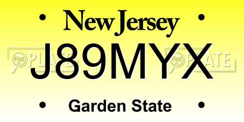 J89MYX New Jersey License Plate