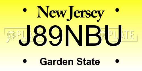 J89NBU New Jersey License Plate