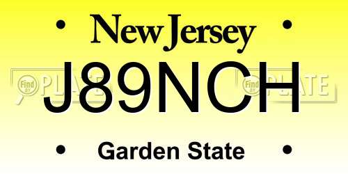 J89NCH New Jersey License Plate