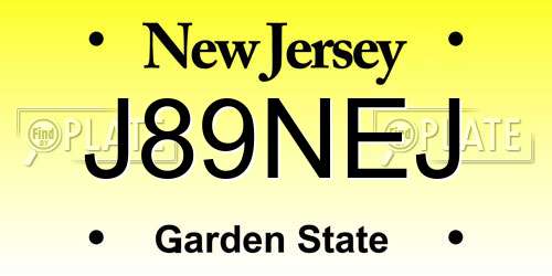 J89NEJ New Jersey License Plate
