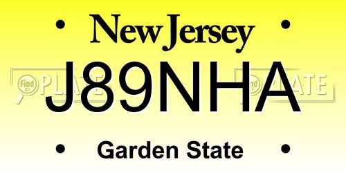 J89NHA New Jersey License Plate