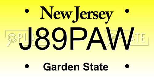 J89PAW New Jersey License Plate