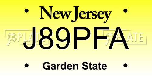 J89PFA New Jersey License Plate