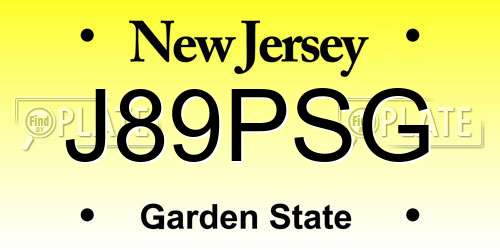 J89PSG New Jersey License Plate