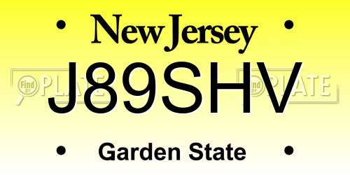 J89SHV New Jersey License Plate