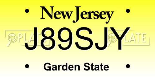J89SJY New Jersey License Plate
