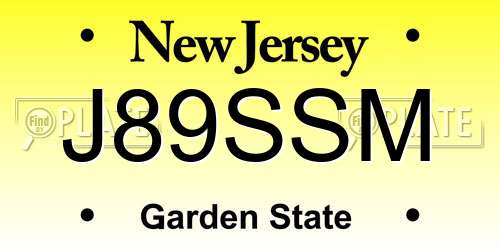 J89SSM New Jersey License Plate