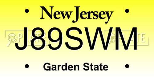 J89SWM New Jersey License Plate