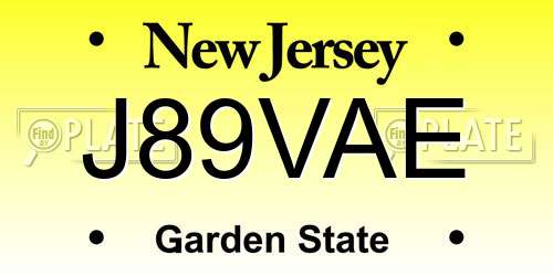 J89VAE New Jersey License Plate