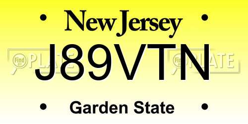 J89VTN New Jersey License Plate