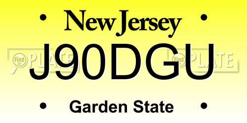 J90DGU New Jersey License Plate