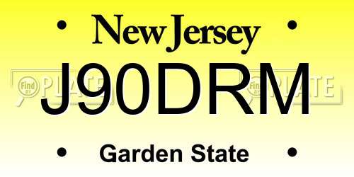J90DRM New Jersey License Plate