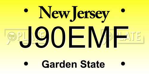 J90EMF New Jersey License Plate