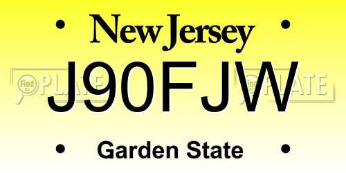 J90FJW New Jersey License Plate