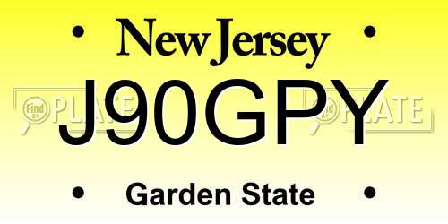 J90GPY New Jersey License Plate