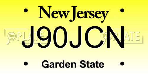 J90JCN New Jersey License Plate