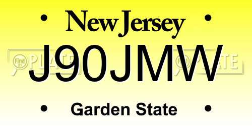 J90JMW New Jersey License Plate
