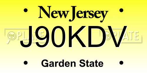 J90KDV New Jersey License Plate