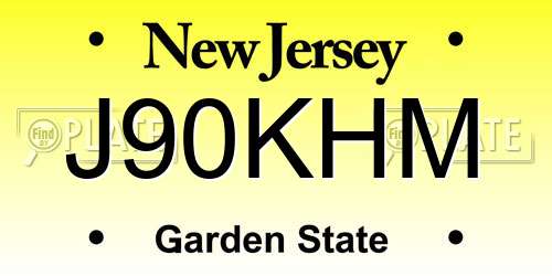 J90KHM New Jersey License Plate