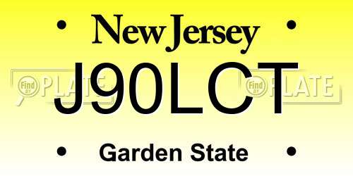 J90LCT New Jersey License Plate
