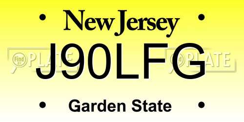 J90LFG New Jersey License Plate