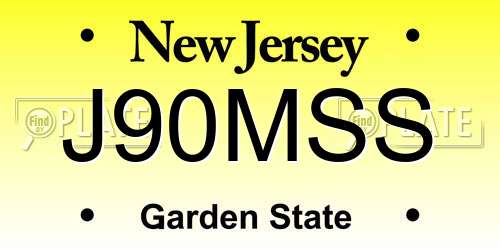 J90MSS New Jersey License Plate
