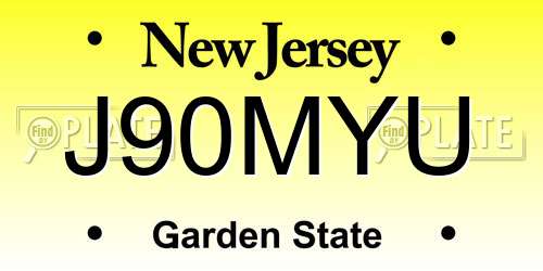 J90MYU New Jersey License Plate