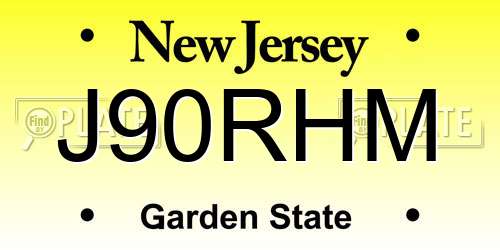 J90RHM New Jersey License Plate