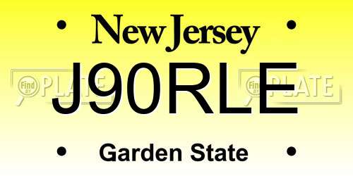 J90RLE New Jersey License Plate