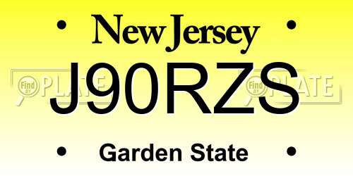 J90RZS New Jersey License Plate