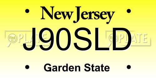 J90SLD New Jersey License Plate