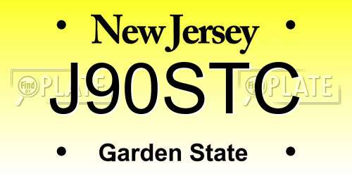 J90STC New Jersey License Plate