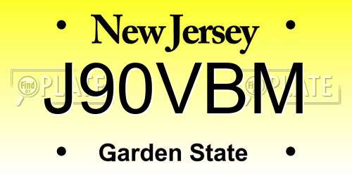 J90VBM New Jersey License Plate