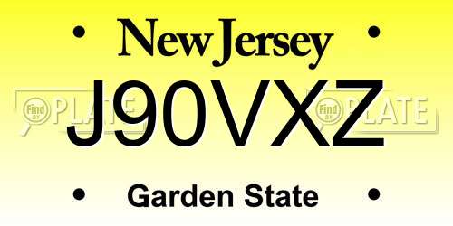 J90VXZ New Jersey License Plate