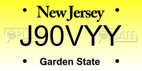 J90VYY New Jersey License Plate