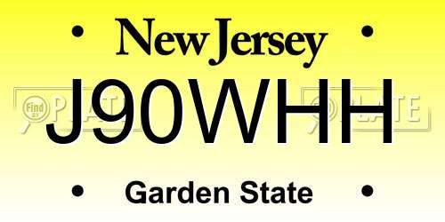 J90WHH New Jersey License Plate