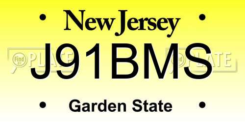 J91BMS New Jersey License Plate
