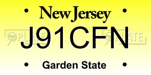 J91CFN New Jersey License Plate