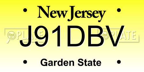 J91DBV New Jersey License Plate