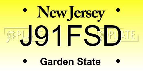 J91FSD New Jersey License Plate