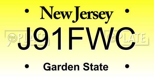 J91FWC New Jersey License Plate