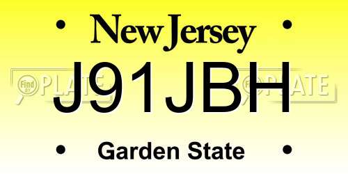 J91JBH New Jersey License Plate