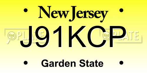 J91KCP New Jersey License Plate