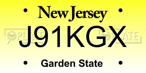 J91KGX New Jersey License Plate
