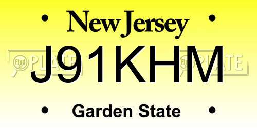J91KHM New Jersey License Plate